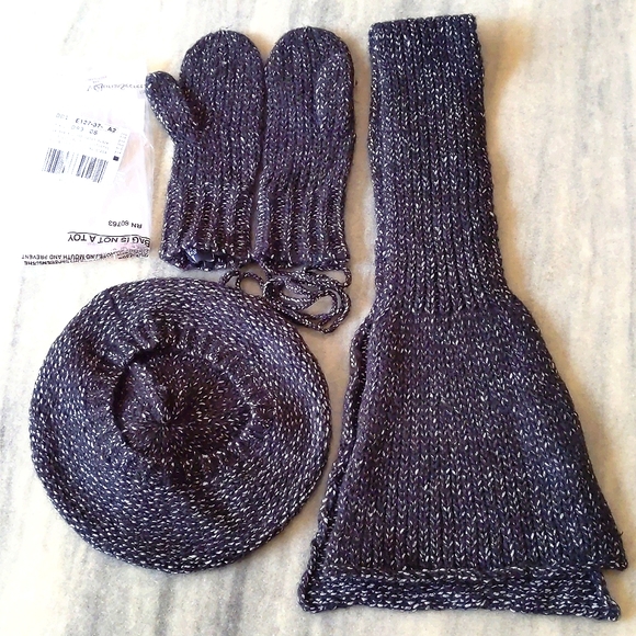NWT. Victoria Secret Wool/Mohair blended hat, scarf, gloves set with sparkling. - Picture 2 of 3